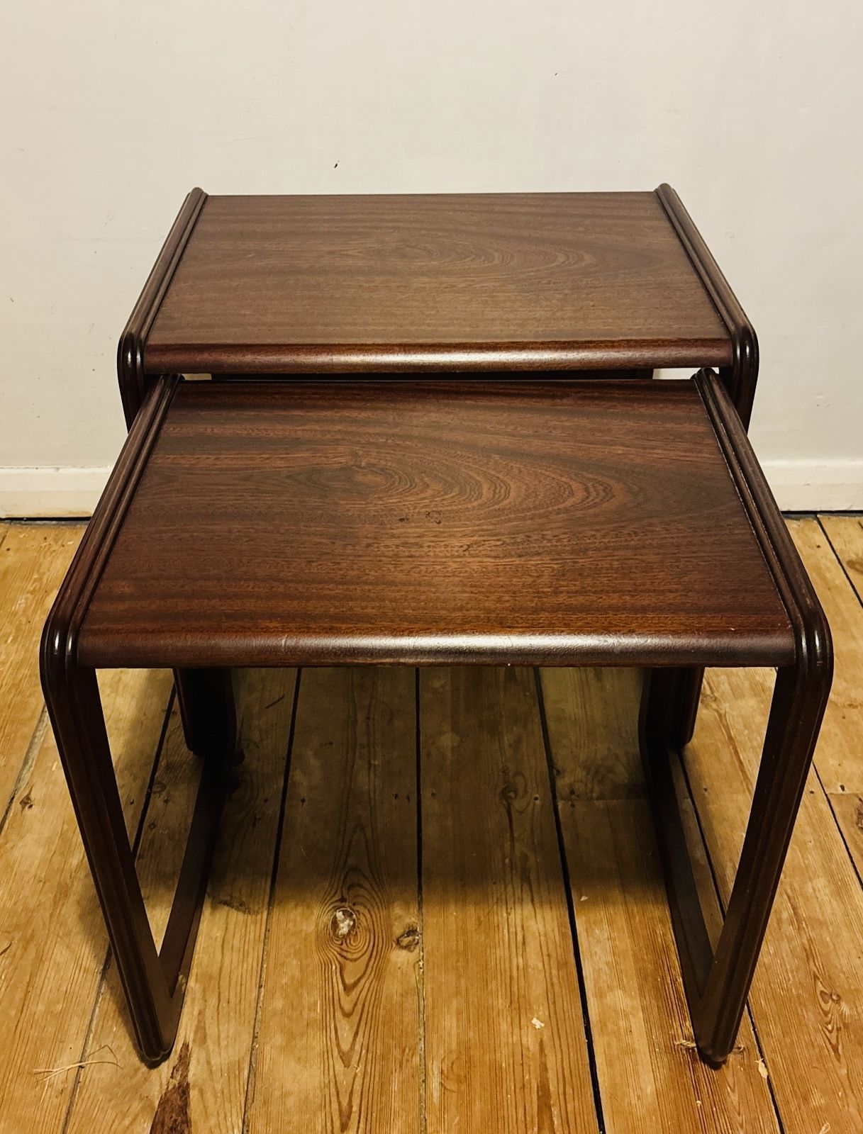 Set Of 2 Vintage Nest Of Tables Mid Century Solid Wood Mahogany Mcm photo buy