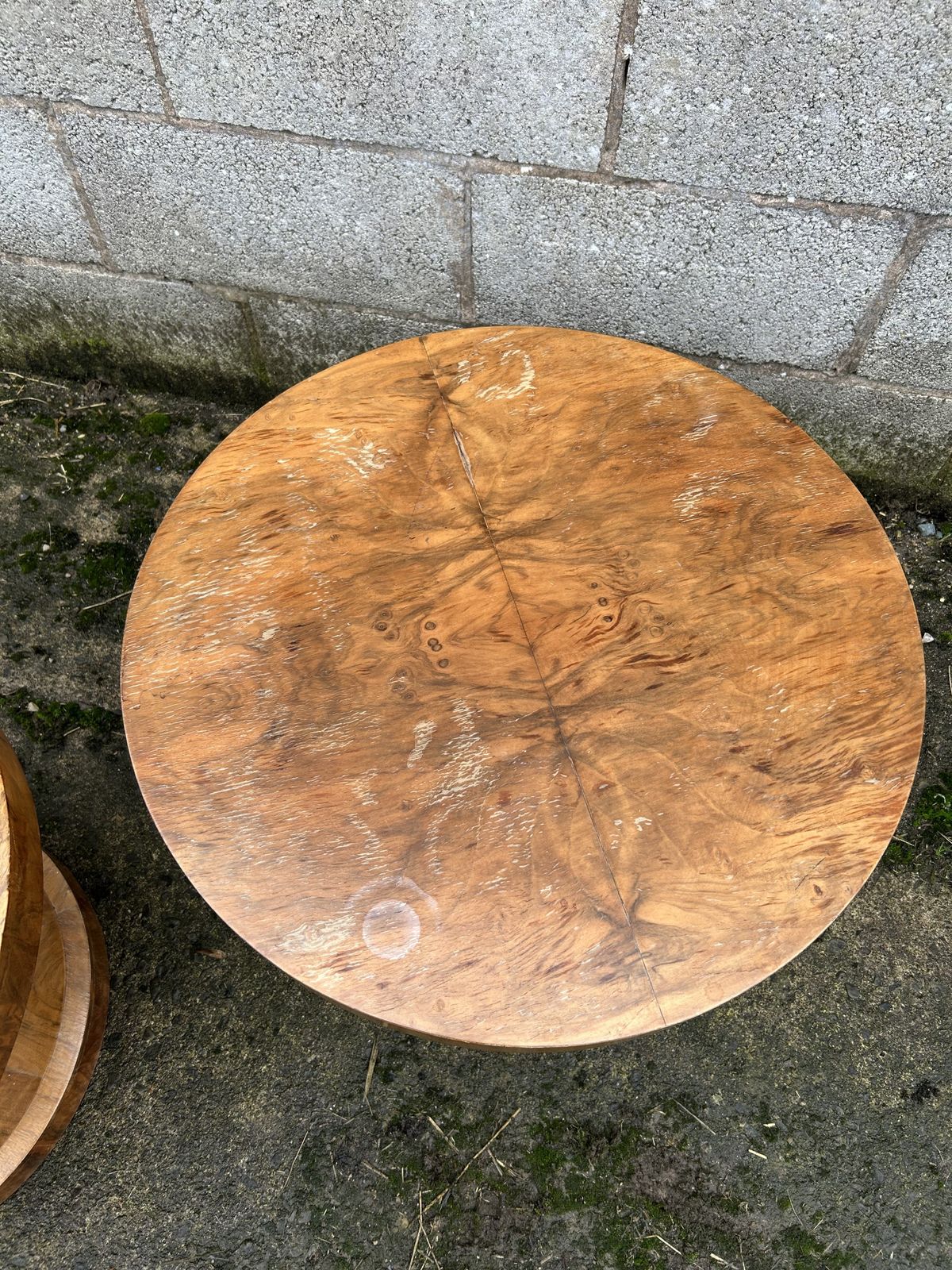 1295.0 Pair Of Art Deco, Burr Walnut Circular Side Tables photo