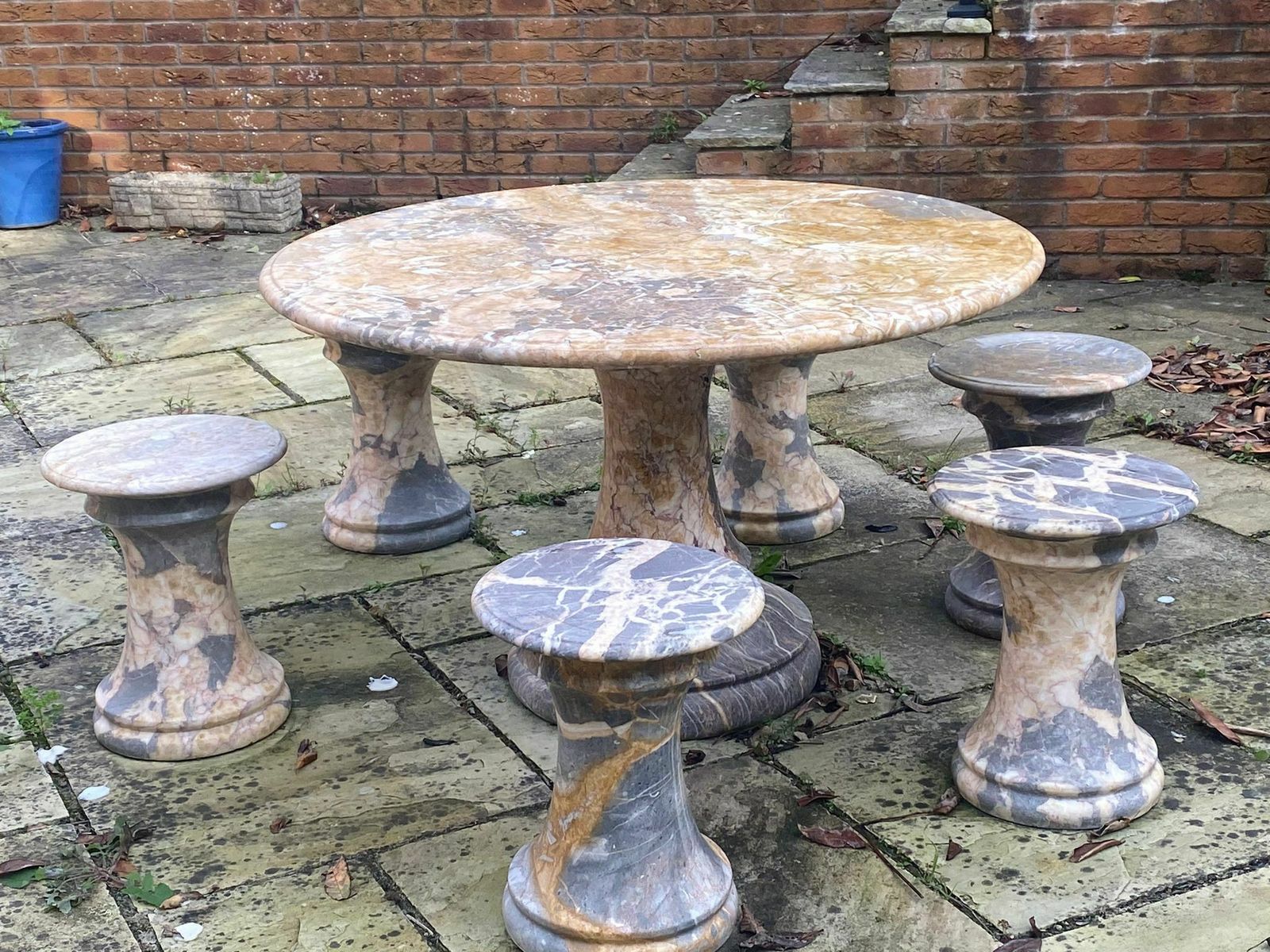 Vietnamese Solid Marble Table And Stools