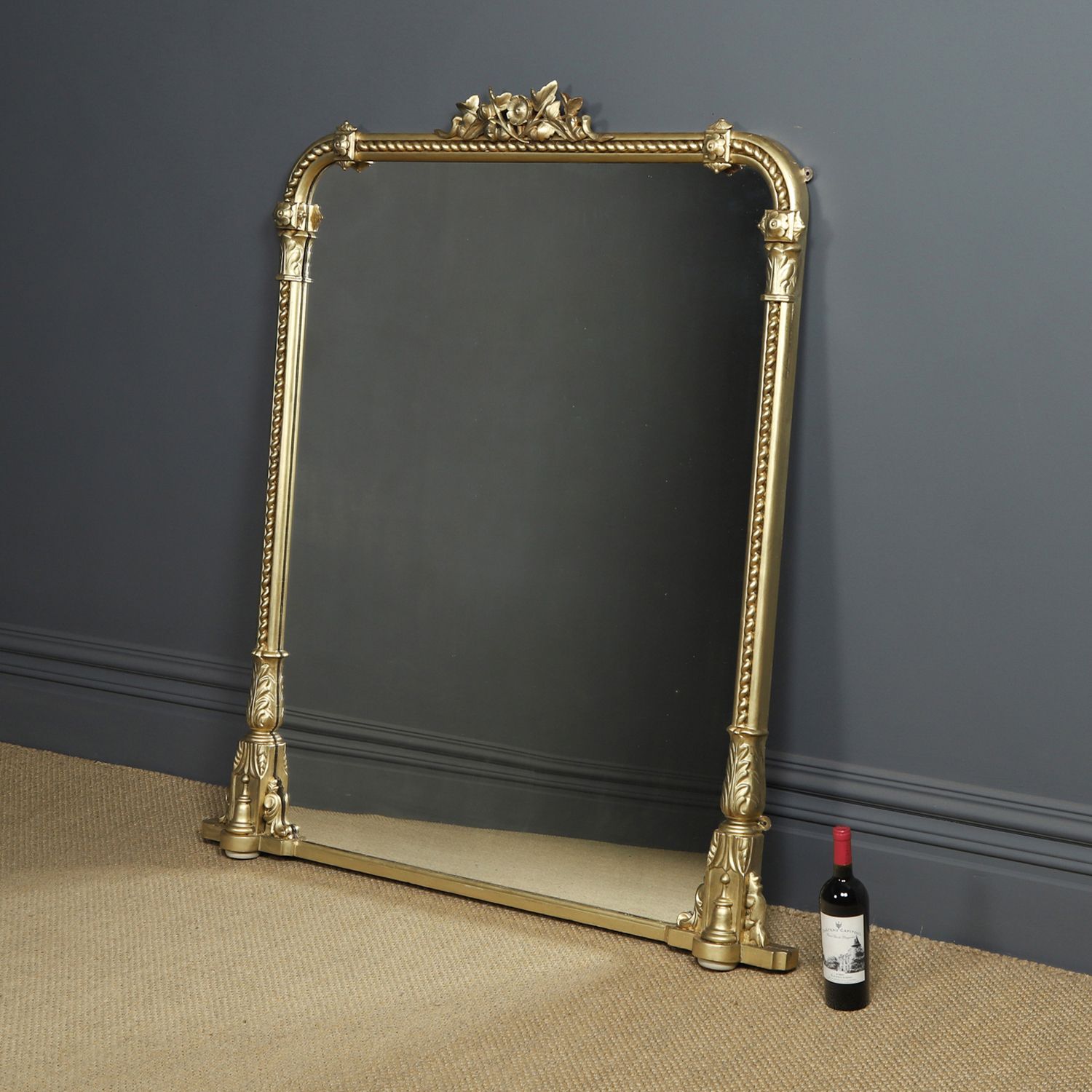 Large 5ft English Regency / William IV Carved Gilt Wall Hanging Overmantle / Overmantel / Mantelpiece Mirror (Circa 1835) photo 3650.0