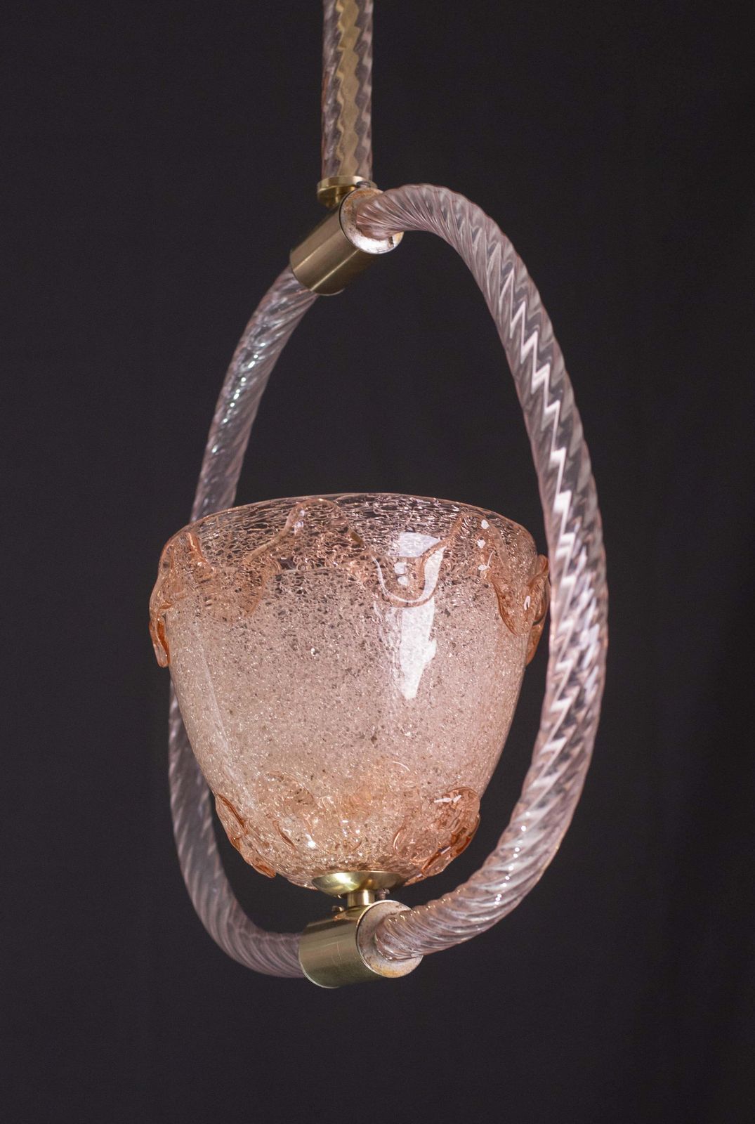 Extraordinary Pink Murano Glass Chandelier By Barovier & Toso, 1940s photo vinterior