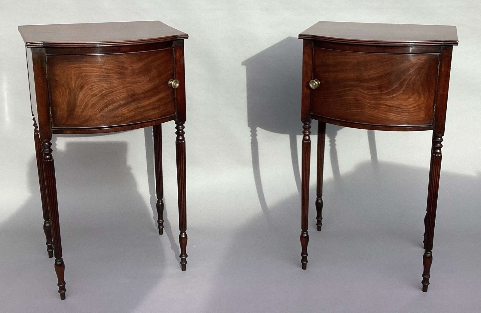 Fine George III Pair Of Mahogany Bedside Cabinets / Cupboards photo vintage