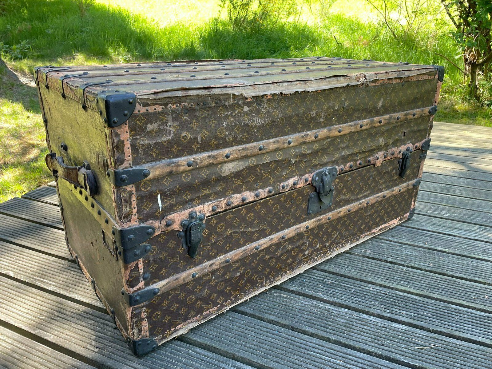 Antique Trunk In Lv Monogram Canvas From Louis Vuitton, France, 1924 photo furniture