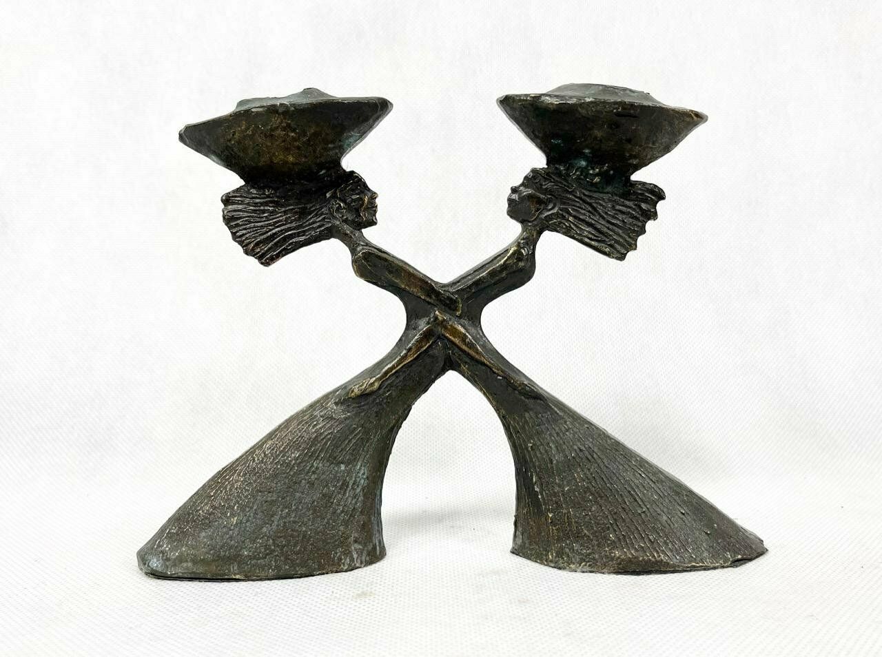 Dutch Bronze Plating Sculpture Candleholder By C. Ammerlan Van Niekerk, 2000s