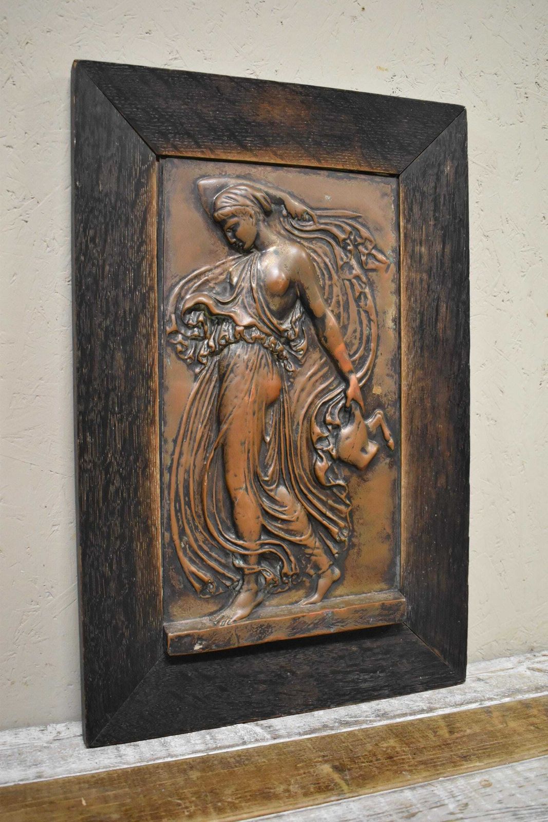 Art Nouveau Copper Repousse Panel   Arts & Crafts Bronze Figure photo buy