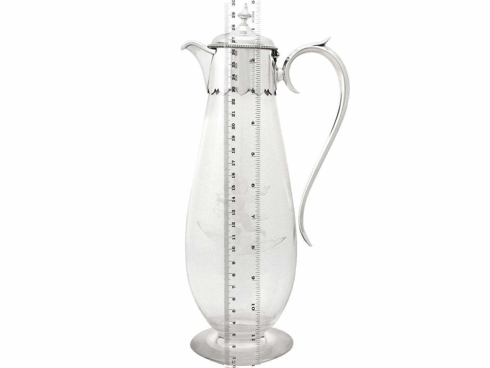 2127.0 19th Century Antique Victorian Glass And Sterling Silver Mounted Claret Jug photo