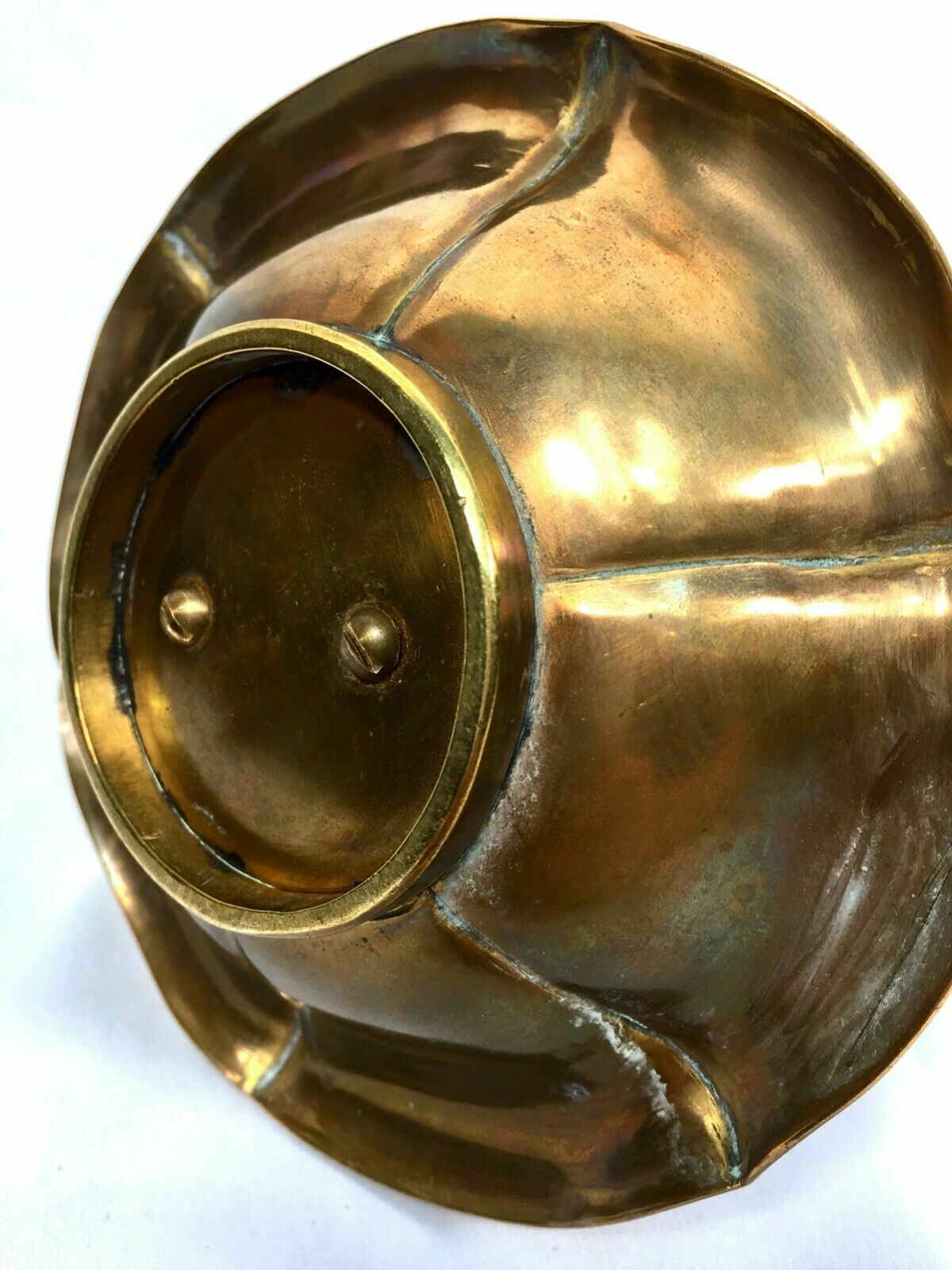 Antique Metal Brass Secret Hidden Inkwell In Chamber Stick Form / C.1900 photo vintage