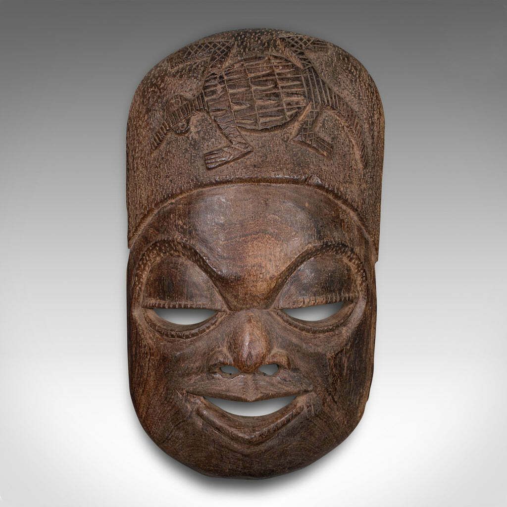 Large Vintage Display Mask, African, Ironwood, Hand Carved, Ceremonial, Tribal photo furniture