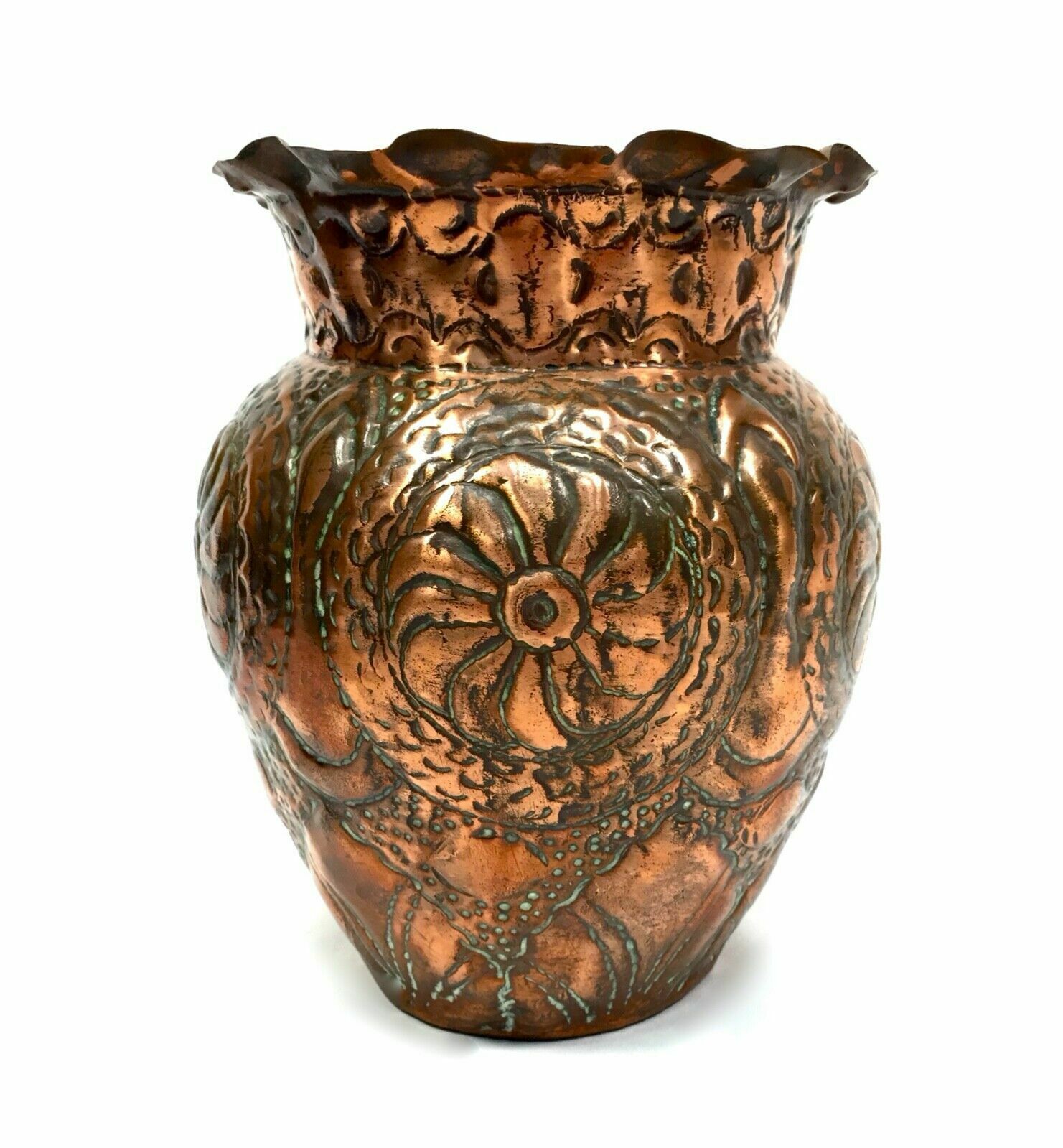 Antique Arts & Crafts Movement Copper Display Vase / Flowers C.1900