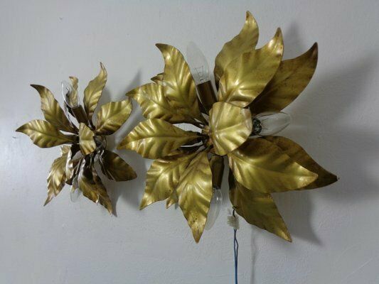 Golden Flower Shape Flushmounts By Hans Kögl, 1970s, Set Of 2 photo buy