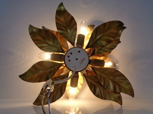 1239.0 Golden Flower Shape Flushmounts By Hans Kögl, 1970s, Set Of 2 photo