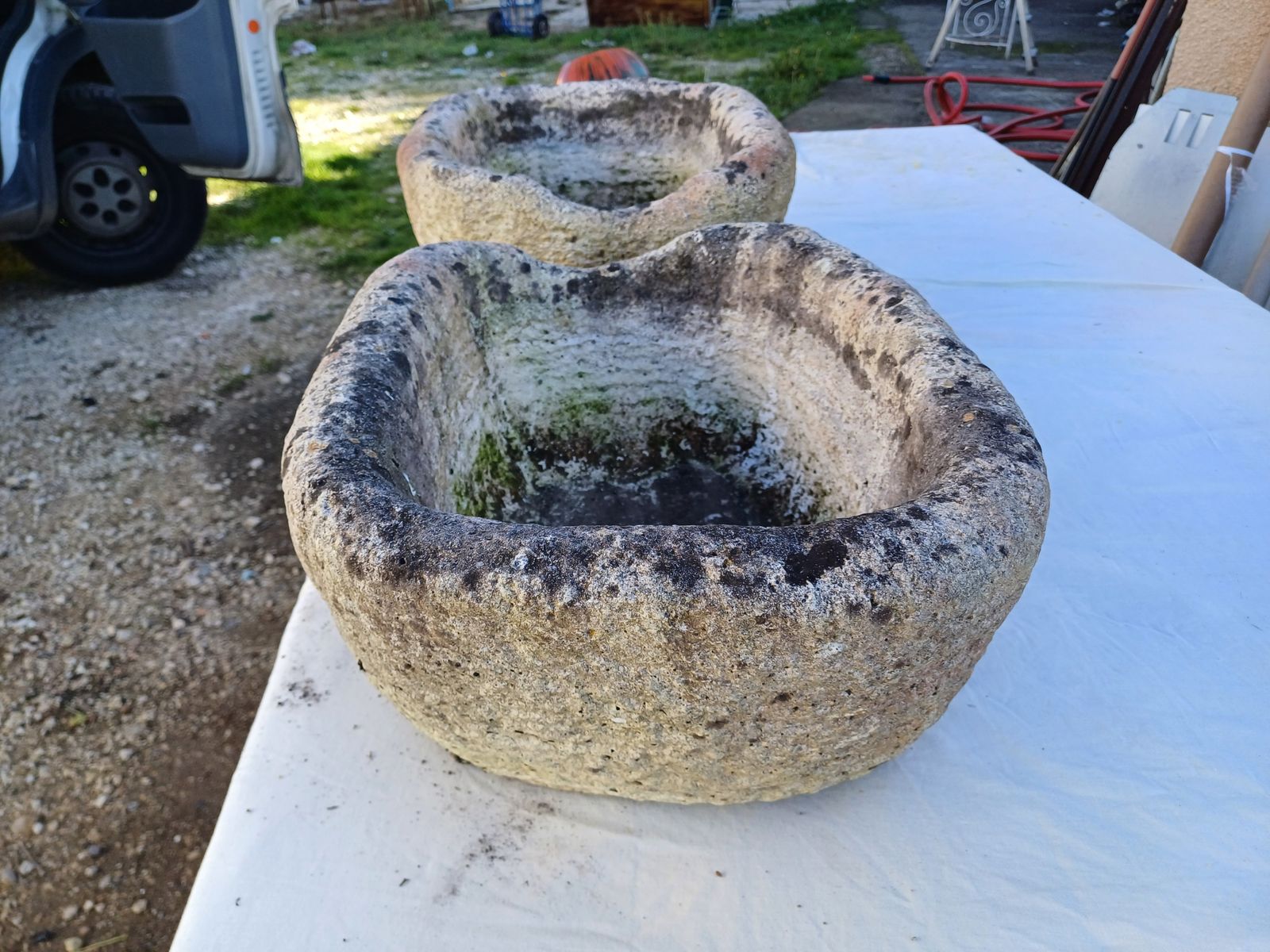 photo for sale Pair Of 19th Century Stone Planters