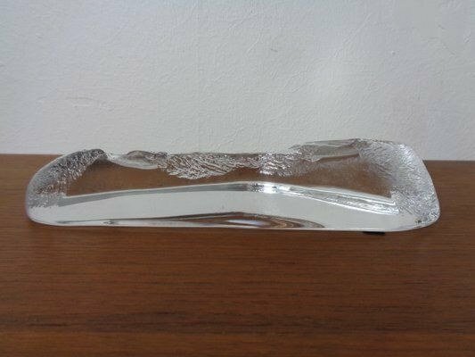 photo vintage Large Crystal Glass Cat Sculpture By Mats Jonasson For Maler As, Sweden, 1980s