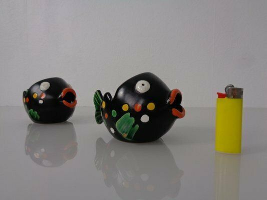 photo furniture Ceramic Fish Ashtrays From Zell Schmider, 1960s, Set Of 2