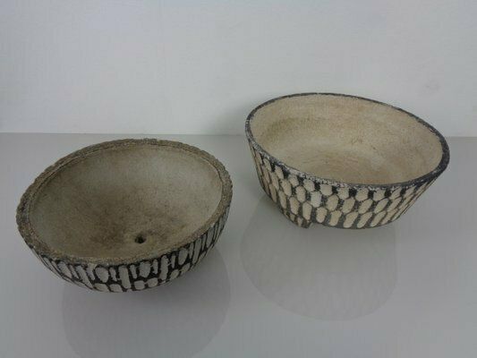 Mid Century Concrete Planters, 1960s, Set Of 2 photo Home Decor