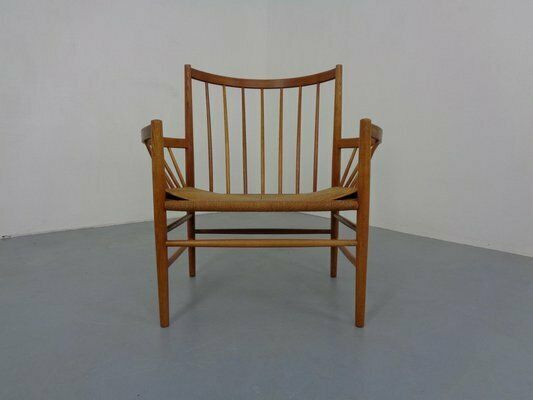Early J82 Oak & Papercord Armchair By Jørgen Bækmark For Fdb Møbler, Denmark, 1960s