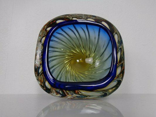 Blue Brown Sommerso Murano Glass Bowl Or Ashtray By Flavio Poli, Italy, 1960s photo furniture