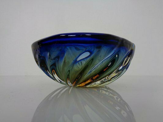 Blue Brown Sommerso Murano Glass Bowl Or Ashtray By Flavio Poli, Italy, 1960s photo vintage
