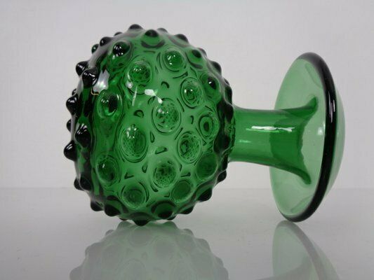 Italian Green Bubble Glass Vase By Empoli, 1960s, Set Of 3 photo vintage