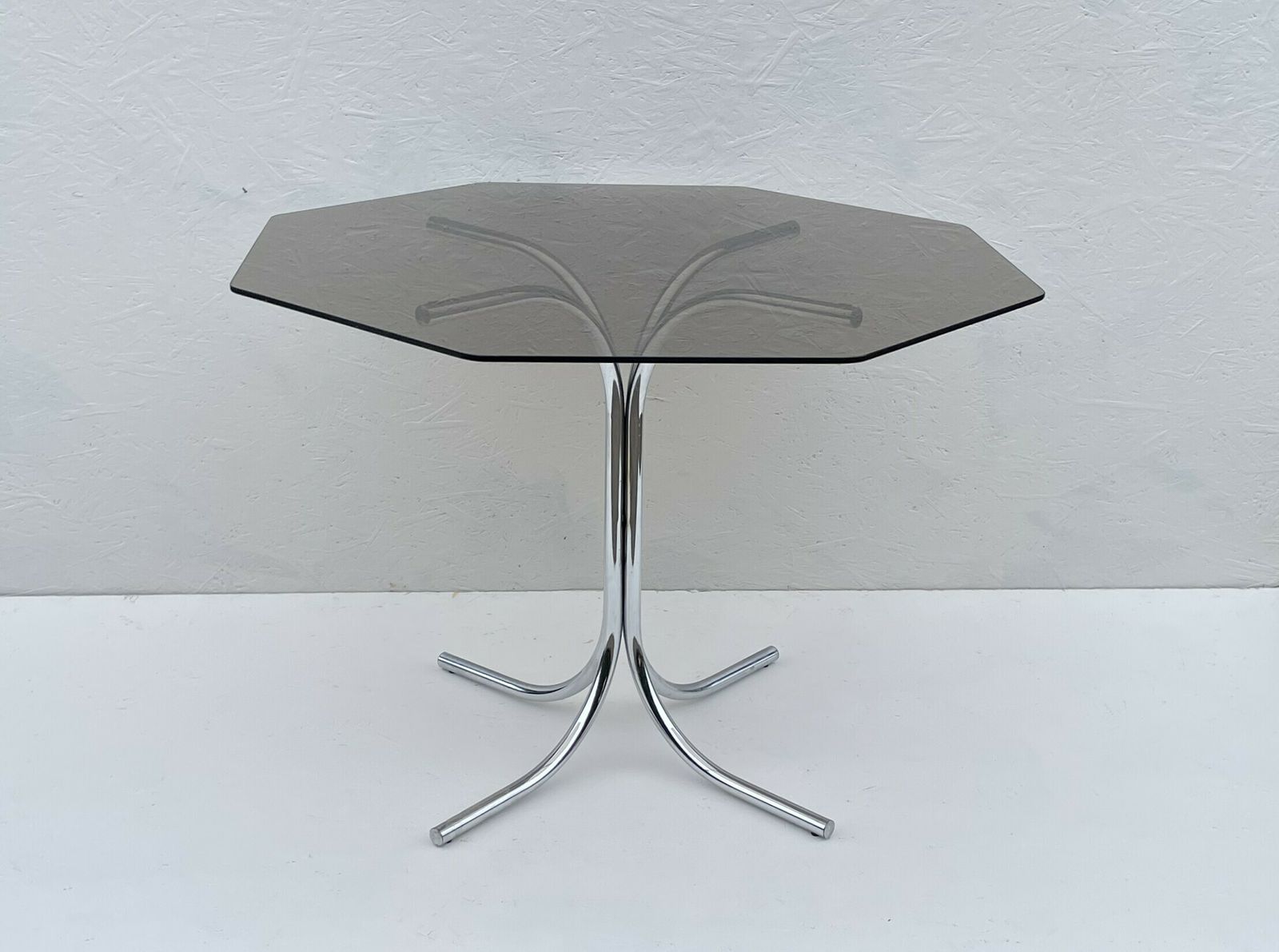 1970's Bauhaus Influenced Chrome And Smoked Glass Hexagonal Dining Table
