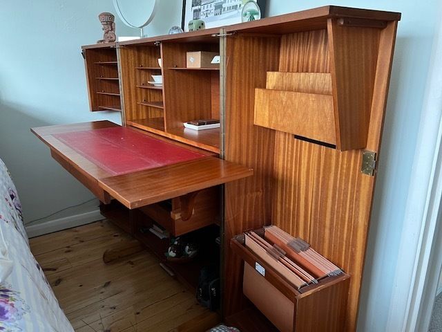 Danish Mid Century Teak   Collapsible Workstation / Desk. photo furniture
