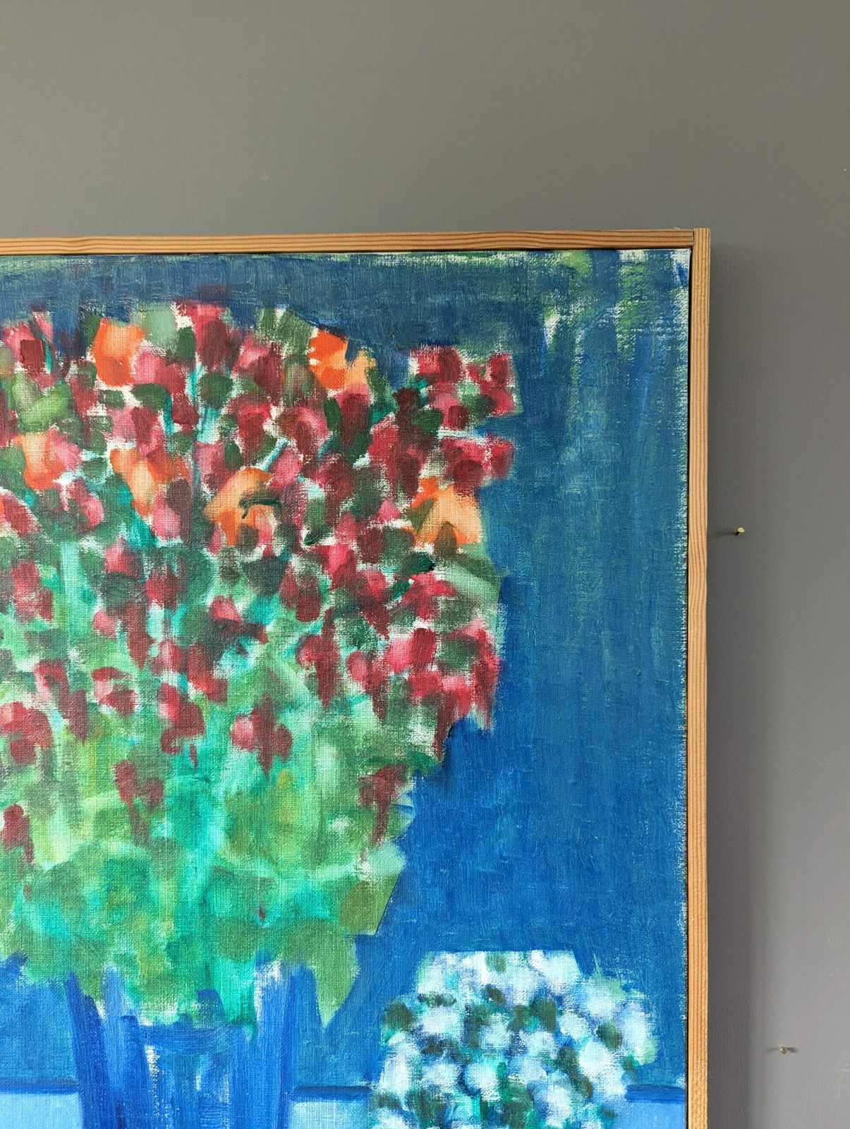Floral By Blue Oil Painting, Modernist photo 407.0