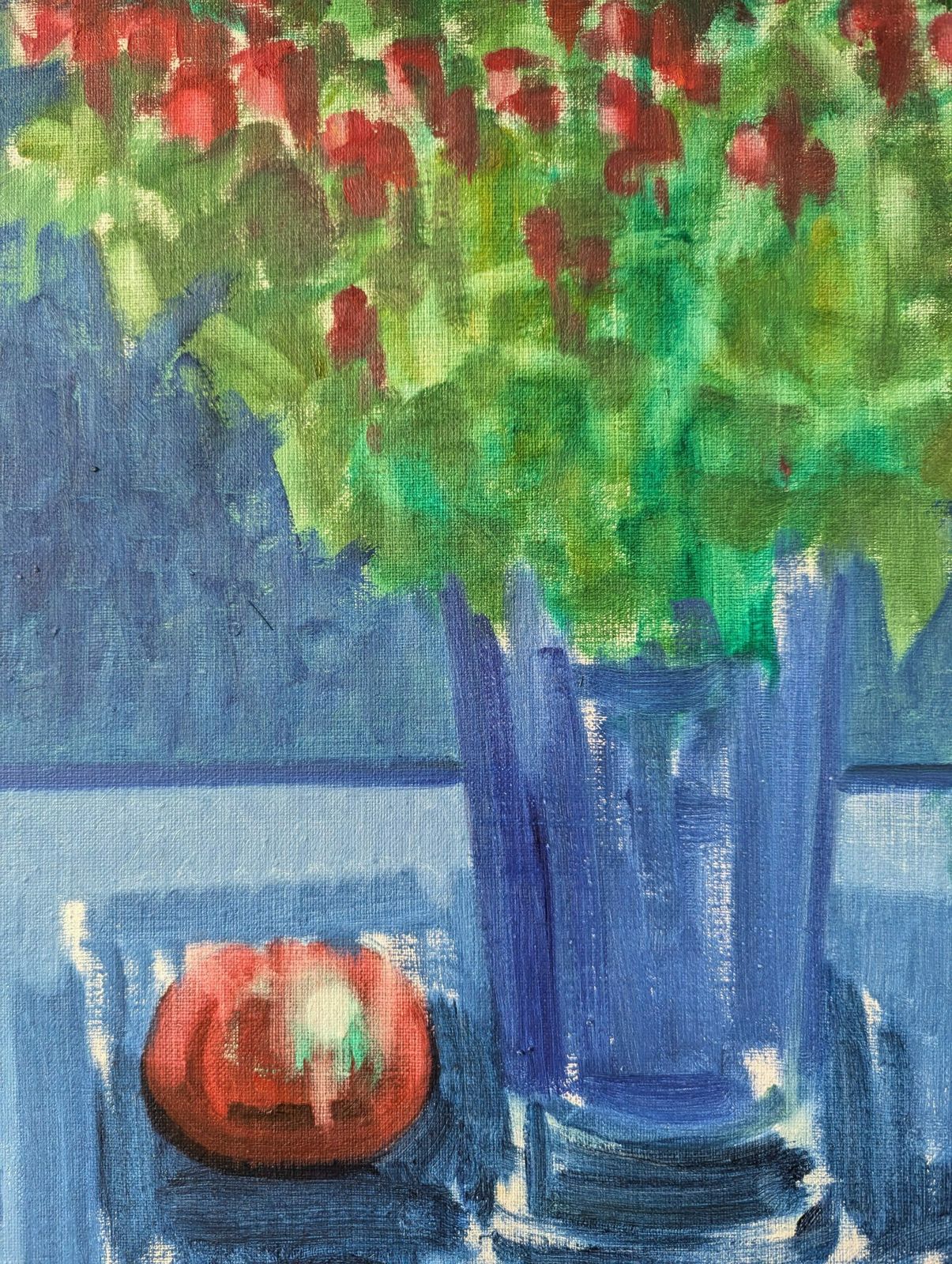 photo furniture Floral By Blue Oil Painting, Modernist