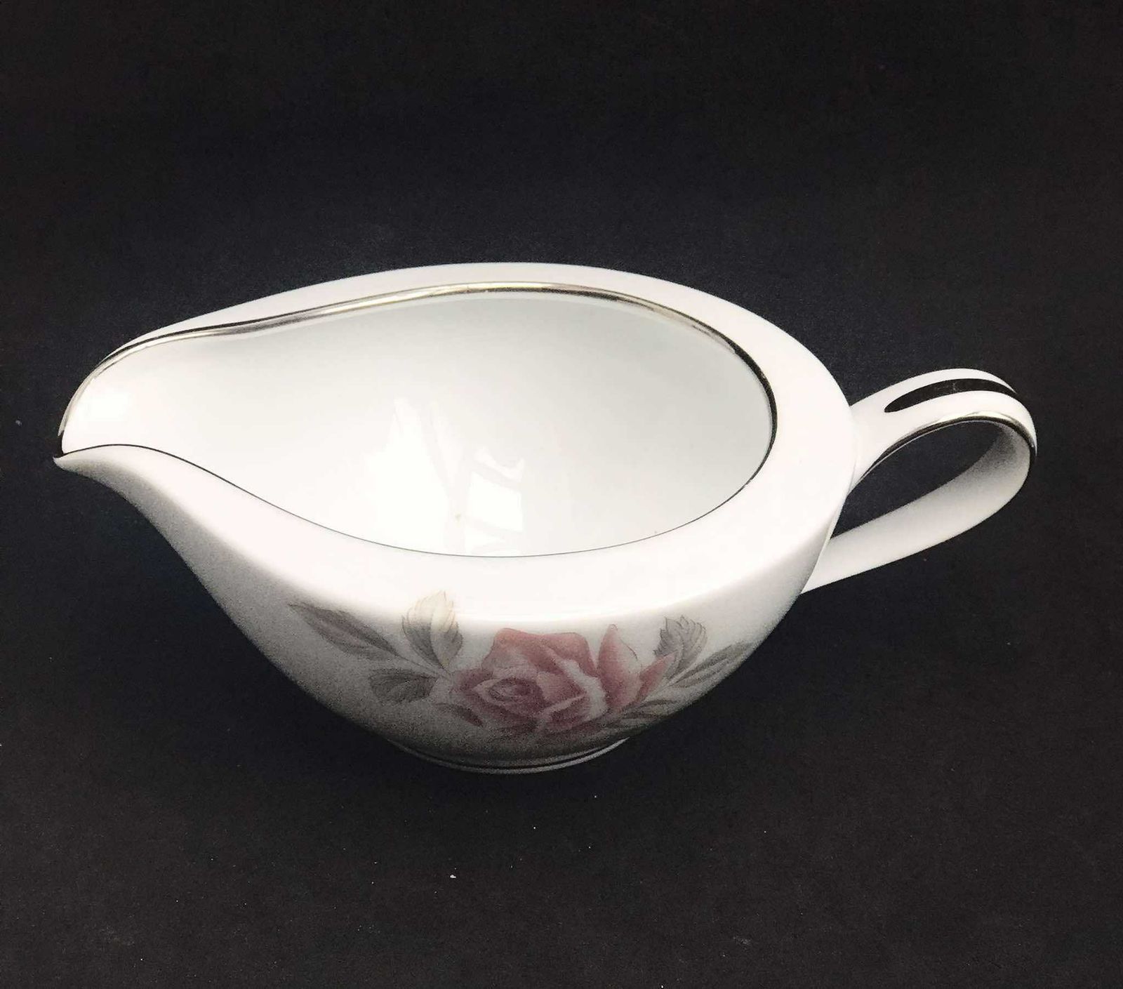 Creamer Rosemist Noritake Milk Jug Floral Milk Pot Tea Coffee Japan Gravy Boat Wedding Gift Rose Decor Illustration Silver Rim photo Home Decor