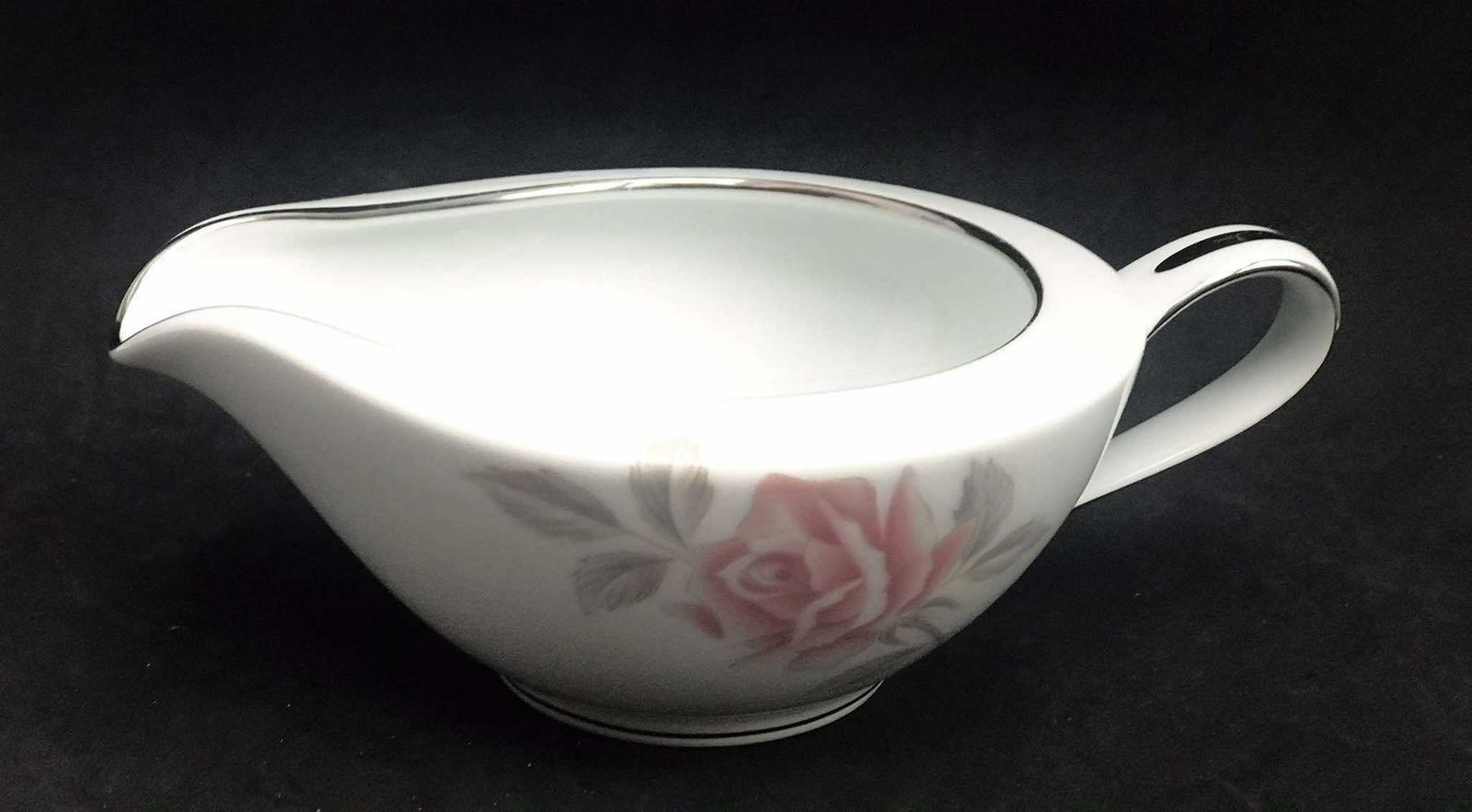 Creamer Rosemist Noritake Milk Jug Floral Milk Pot Tea Coffee Japan Gravy Boat Wedding Gift Rose Decor Illustration Silver Rim photo vinterior