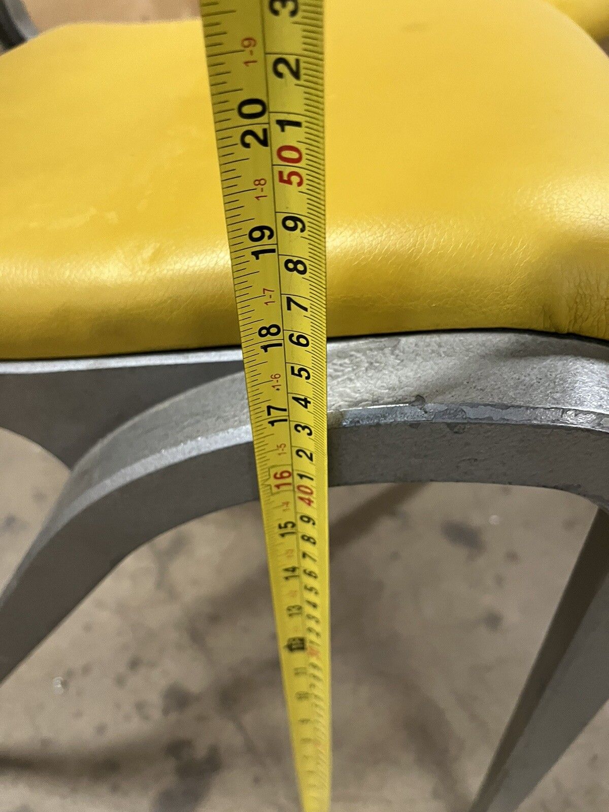 Esavian Stacking Chair By James Leonard 1950s Yellow Faux Leather photo vinterior