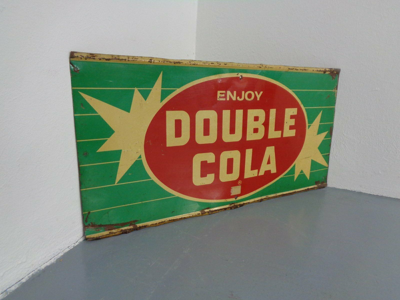 Tin Enjoy Double Cola Sign, USA, 1960s photo buy
