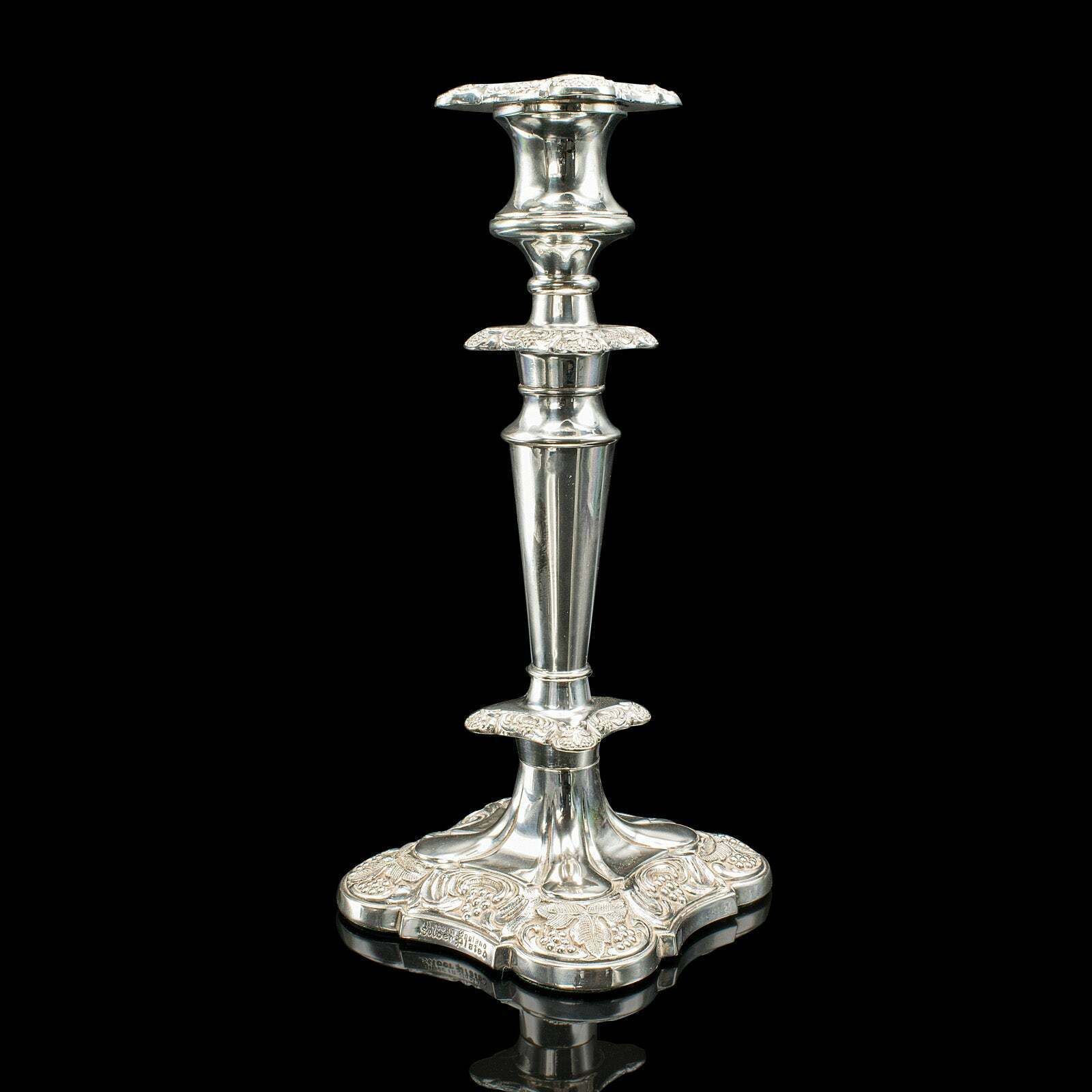 Pair Of Antique Decorative Candlesticks, English, Silver Plate, Candle Sconce photo vinterior
