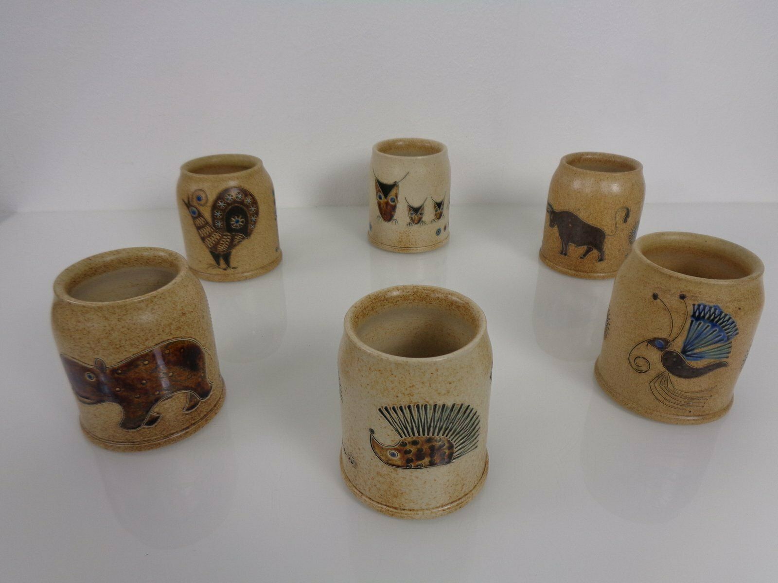 Studio Ceramic Breakfast Plates & Coffee Mug By Heinz Theo Dietz, 1960s, Set Of 12 photo for sale