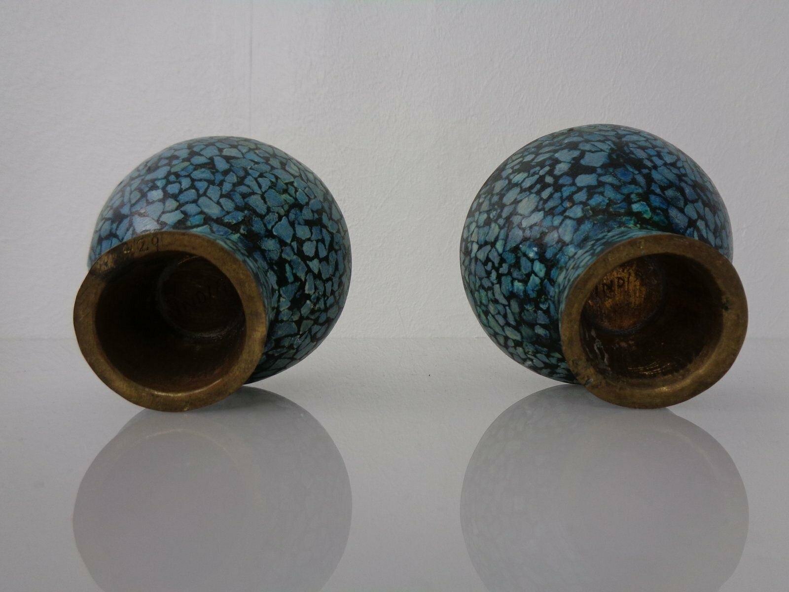 photo buy Vintage Indian Copper & Turquoise Stones Ashtrays, 1960s, Set Of 2