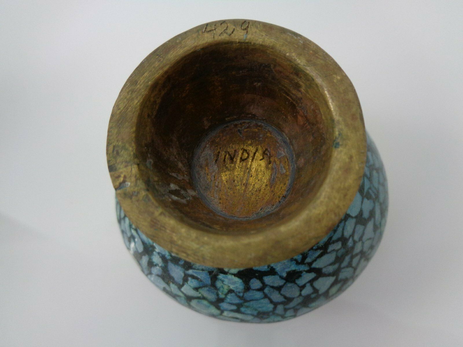 photo vintage Vintage Indian Copper & Turquoise Stones Ashtrays, 1960s, Set Of 2