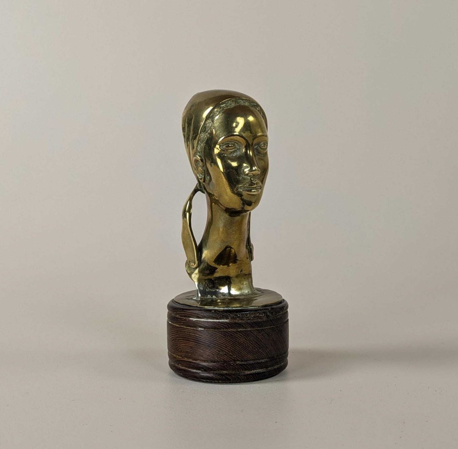 Vintage French Bronze Female Bust Sculpture In The Manner Of Aslan, Gilt Bronze Art Statuette photo furniture