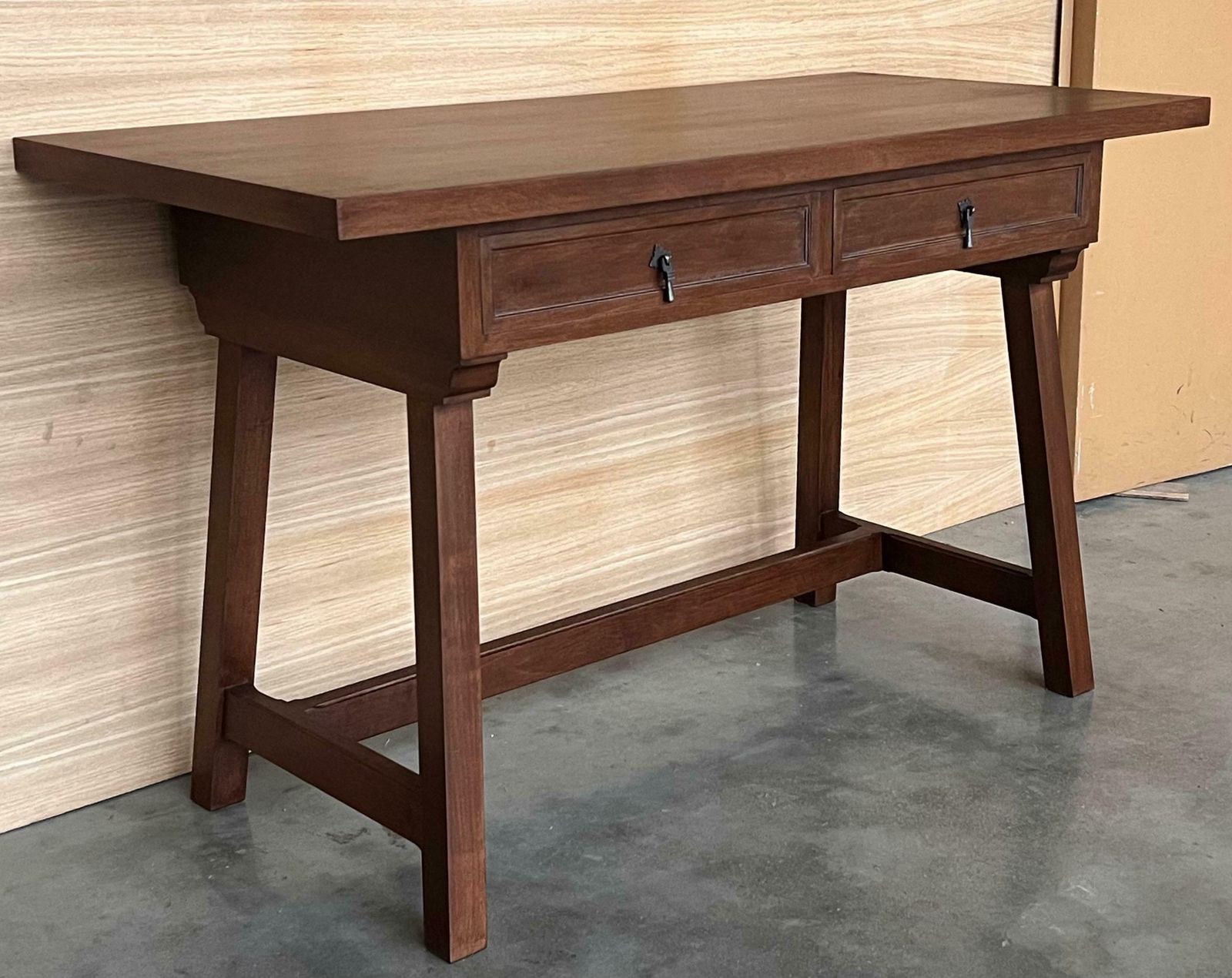 Early 20th Spanisht Walnut Country Farm Desk With Two Drawers photo 3065.0