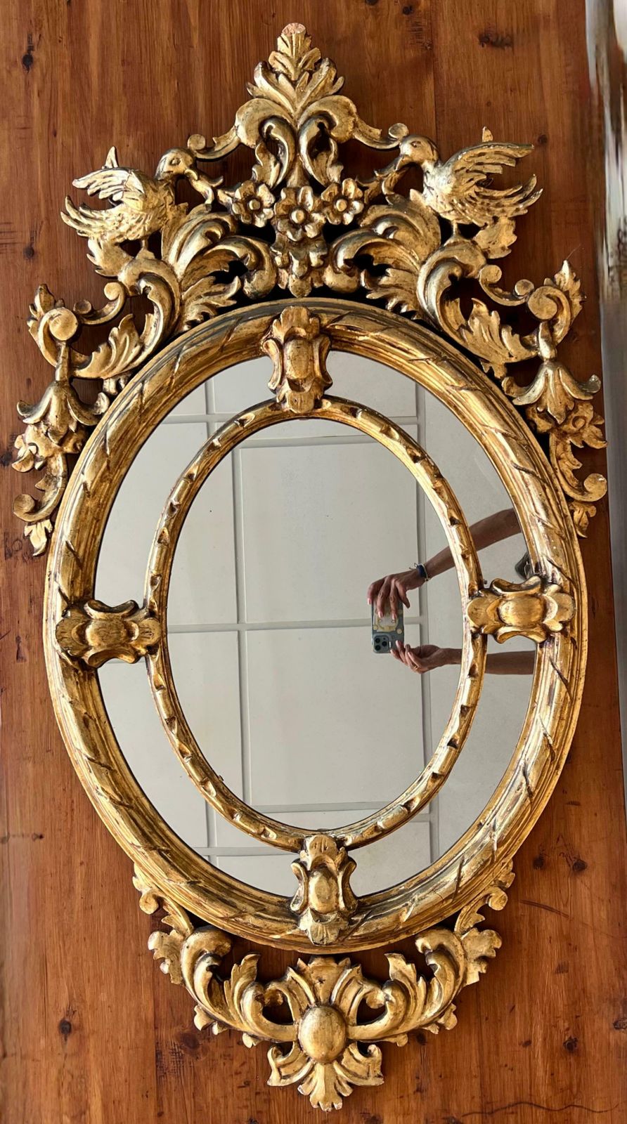 19th French Empire Period Gilt Wood Oval Mirror photo furniture