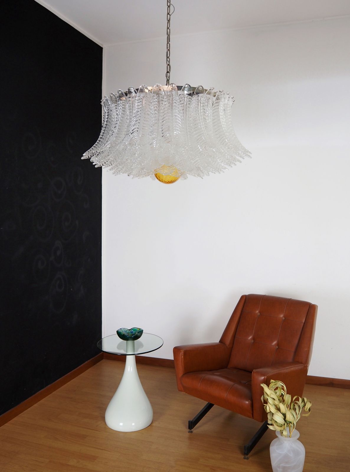 Large Murano Glass Chandelier  100 Clear Felci Glasses photo 2880.0