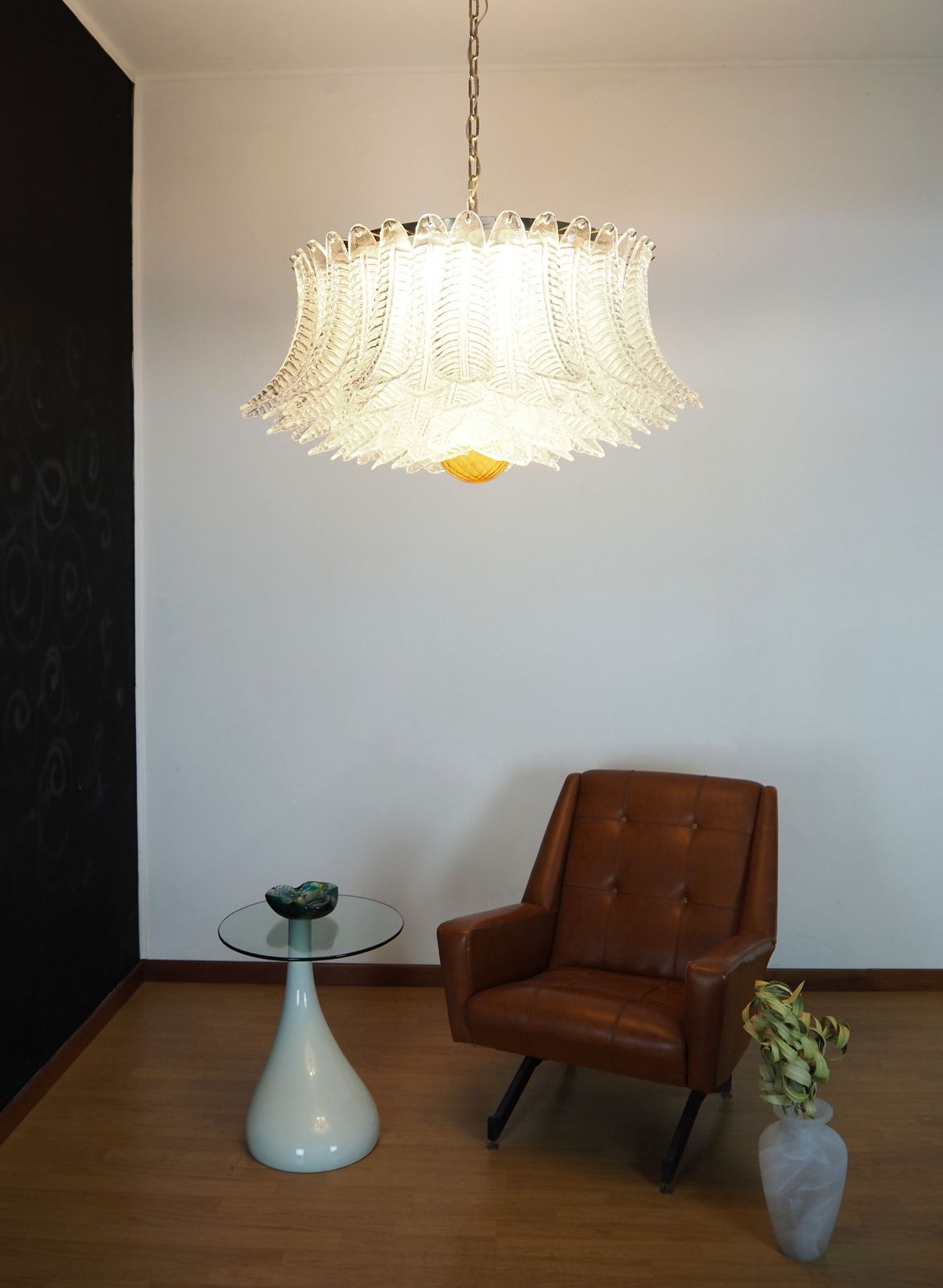 Lighting Large Murano Glass Chandelier  100 Clear Felci Glasses photo