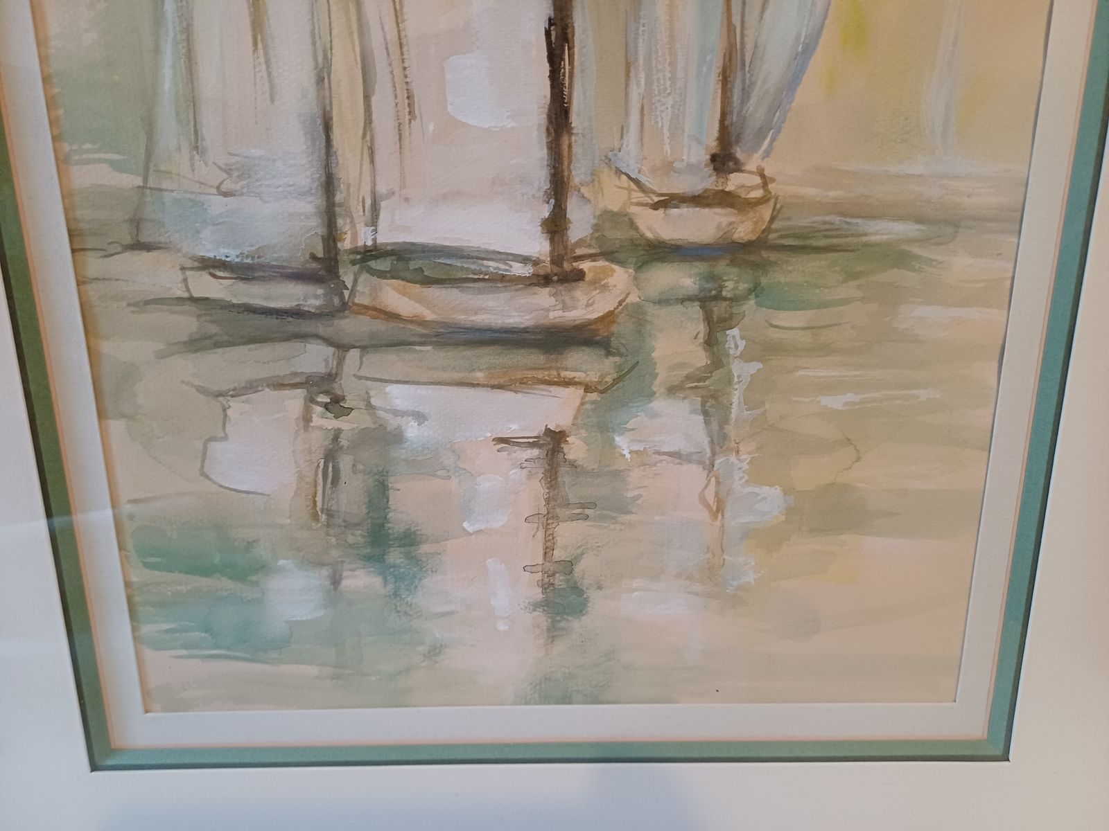 Marine Watercolor With 3 Boats photo 63.0