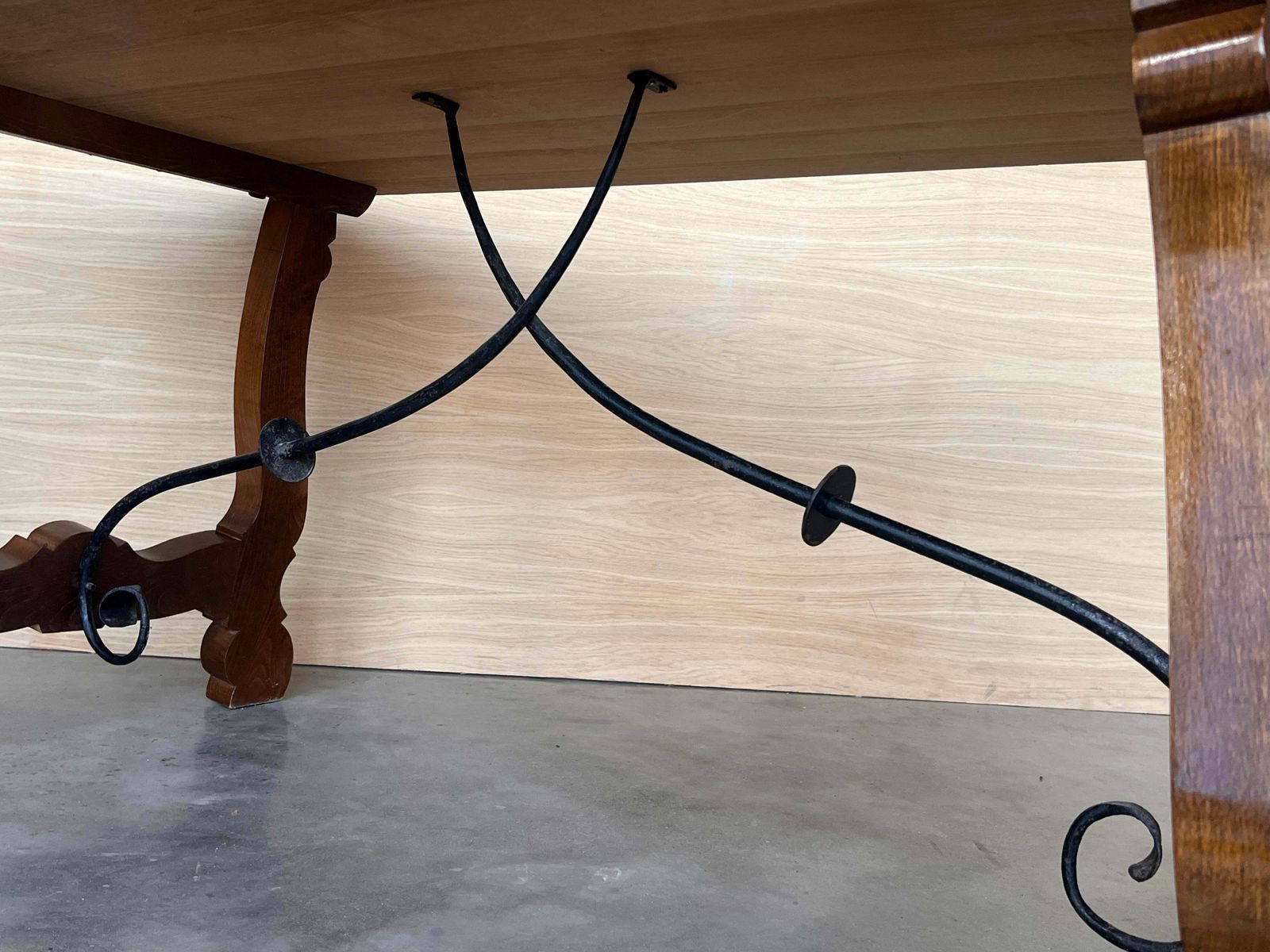 Furniture 20th Dining Or Console Table Of Walnut With Lyre Legs And Heavy Top, Spain photo