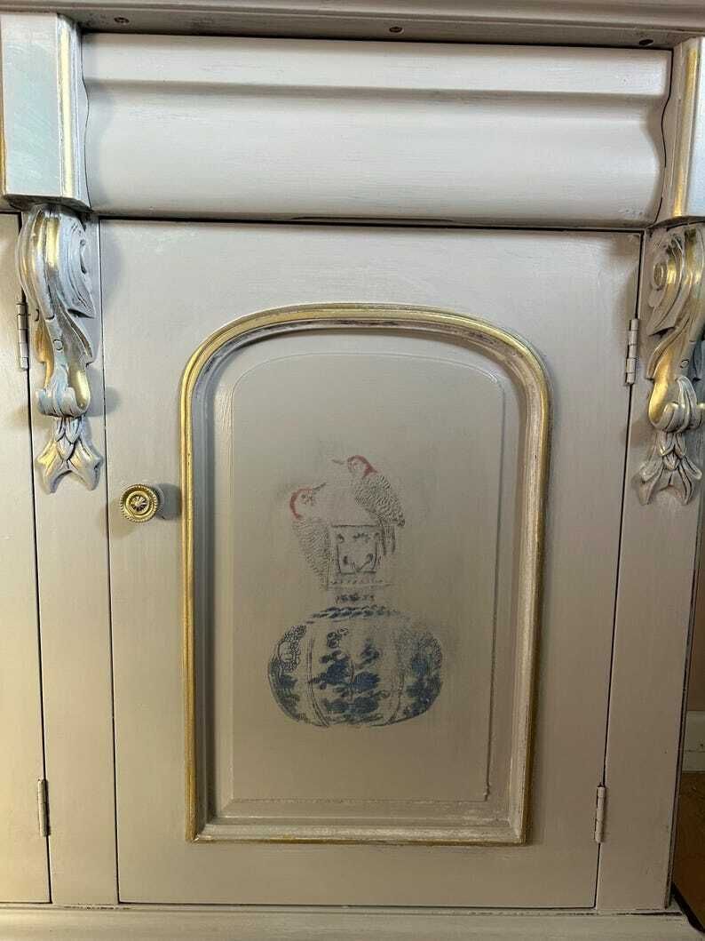 Antique Hand Painted Sideboard / Shabbychic Sideboard/ Painted Upcycled Sideboard photo 1385.0