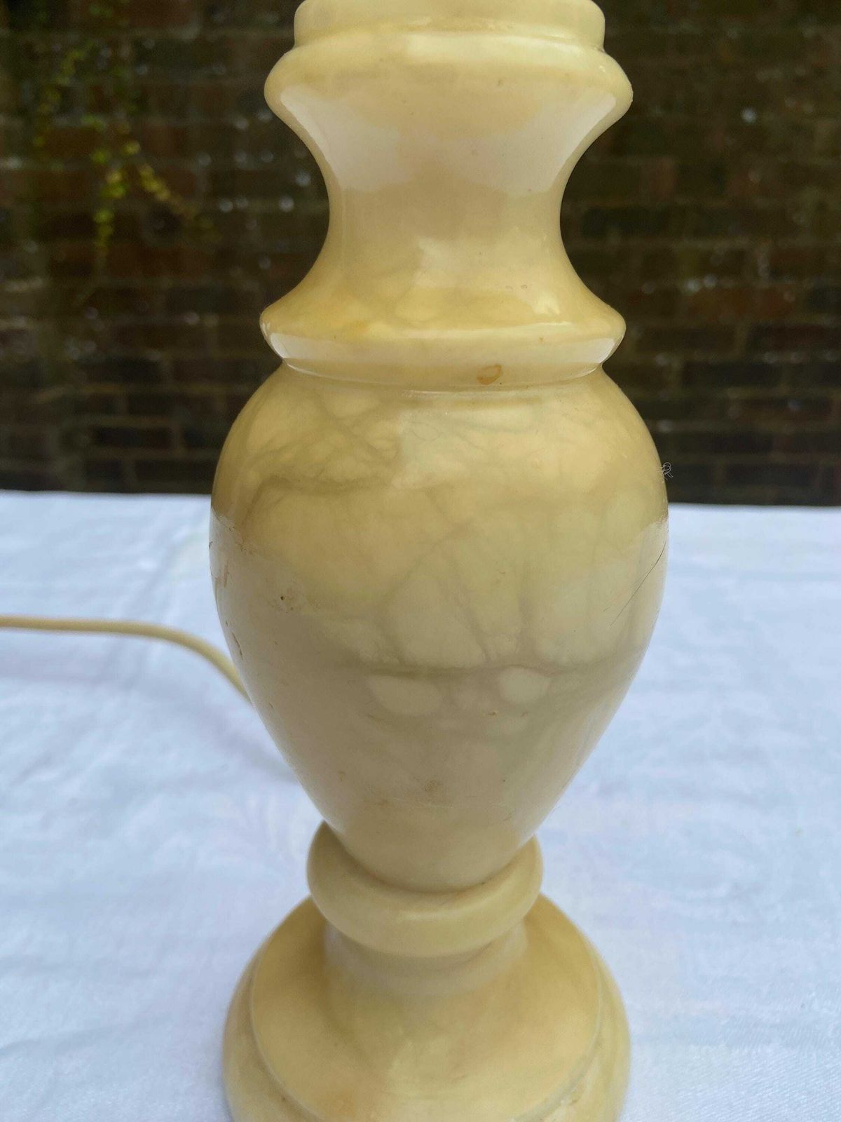 Unique Vintage Medium Alabaster Table Lamp In Gorgeous Honeycomb Colour   Working photo for sale