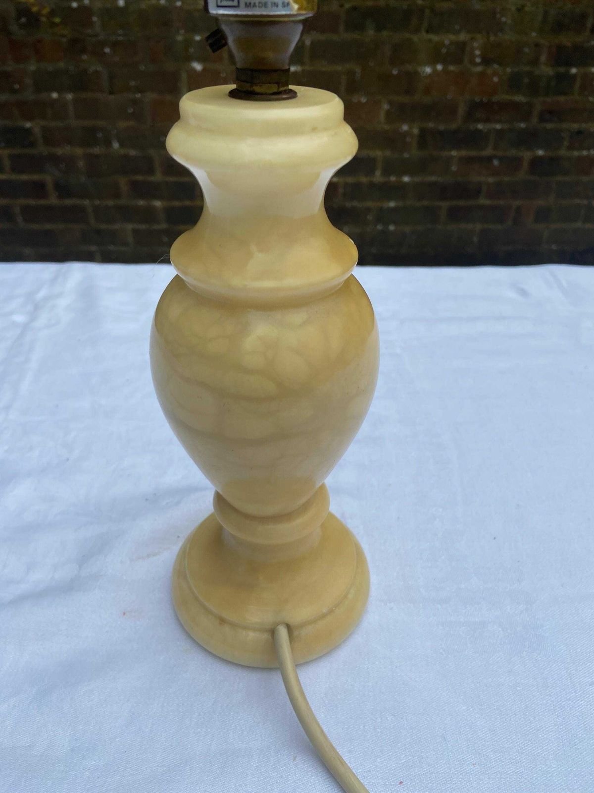 Unique Vintage Medium Alabaster Table Lamp In Gorgeous Honeycomb Colour   Working photo buy
