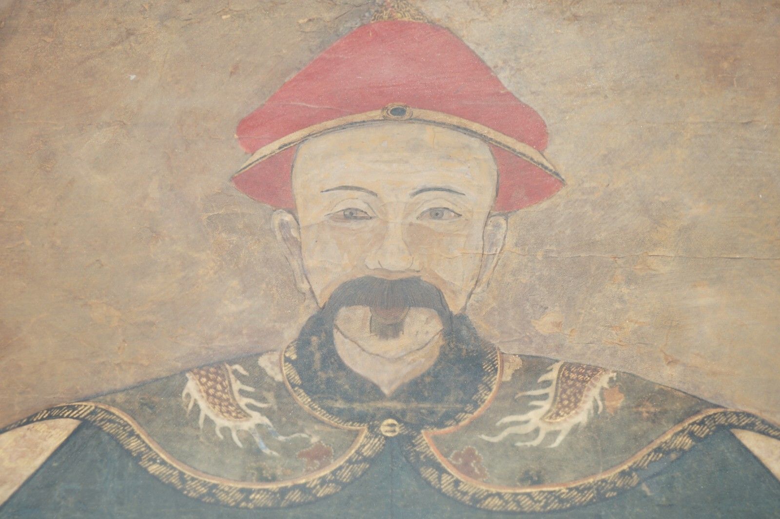 Fine & Collectable Antique Cir 1860 Chinese Ancestral Portrait In Museum Frame photo Art