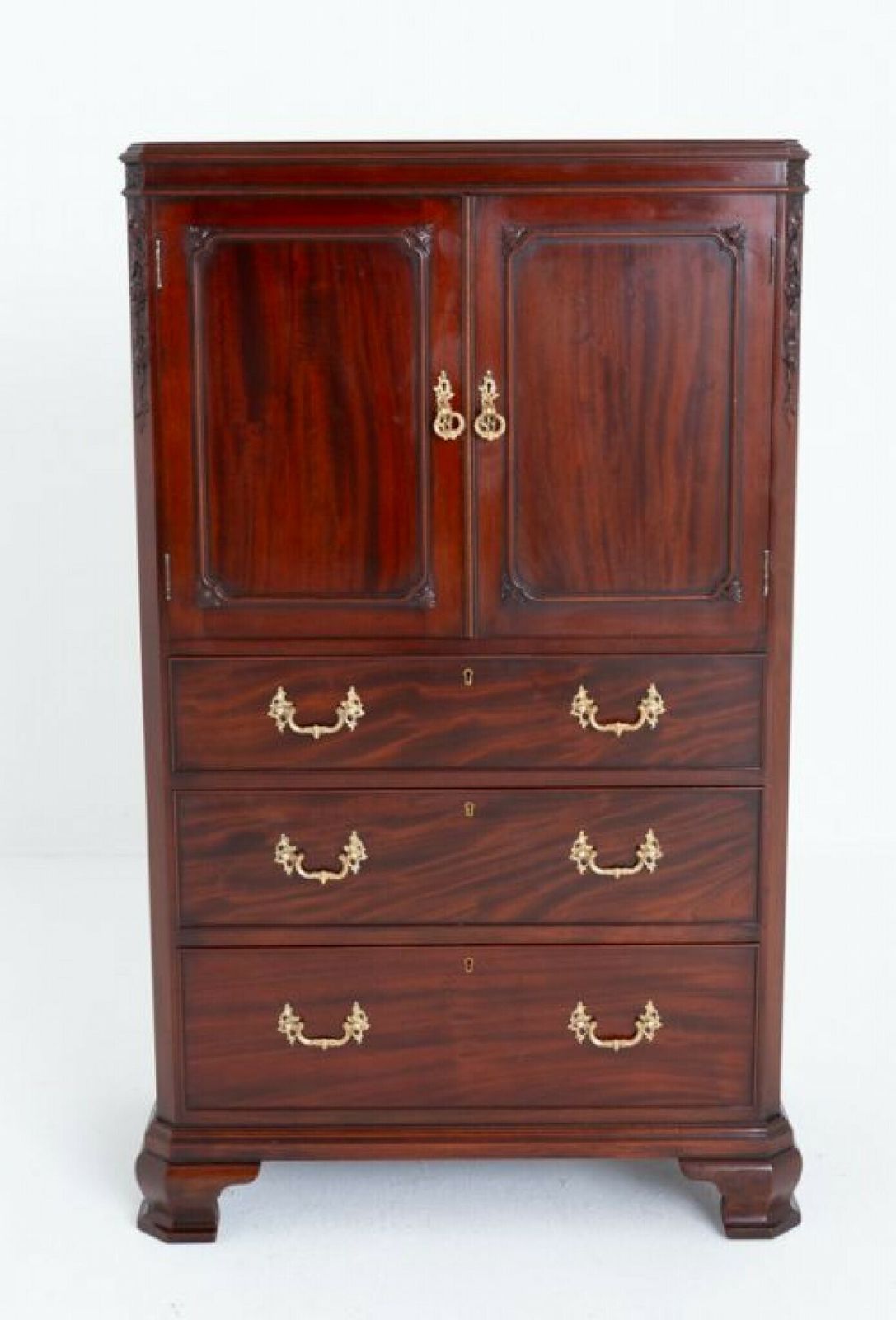 Chippendale Linen Cabinet Mahogany Closet Cupboard Lambs Of Manchester photo buy