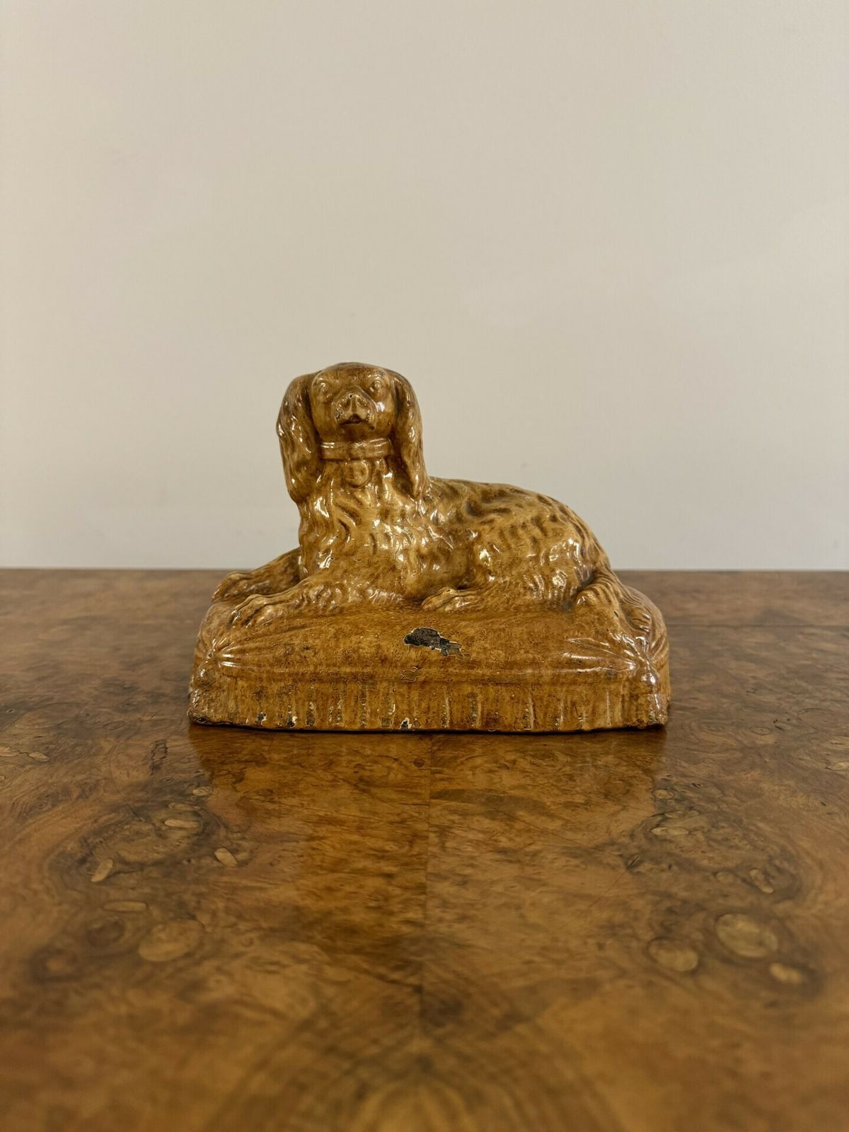 Unusual 19th Century Staffordshire Stoneware King Charles Spaniel