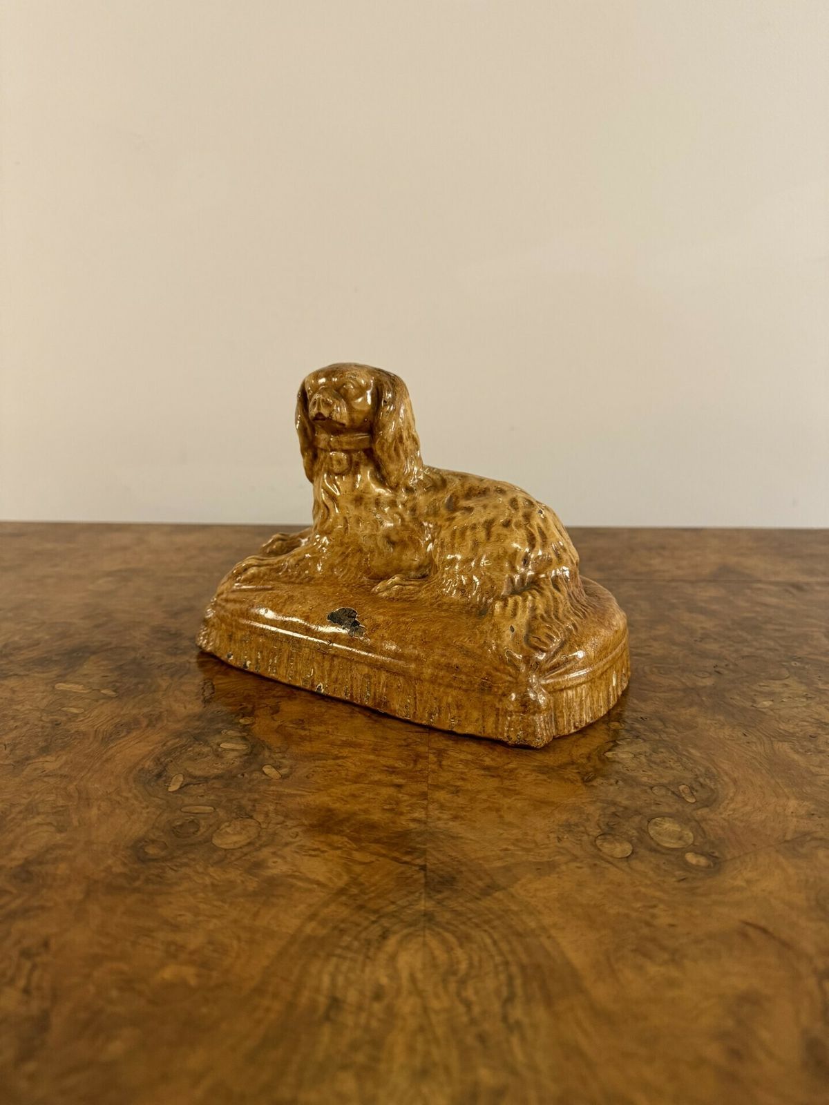 Unusual 19th Century Staffordshire Stoneware King Charles Spaniel photo furniture