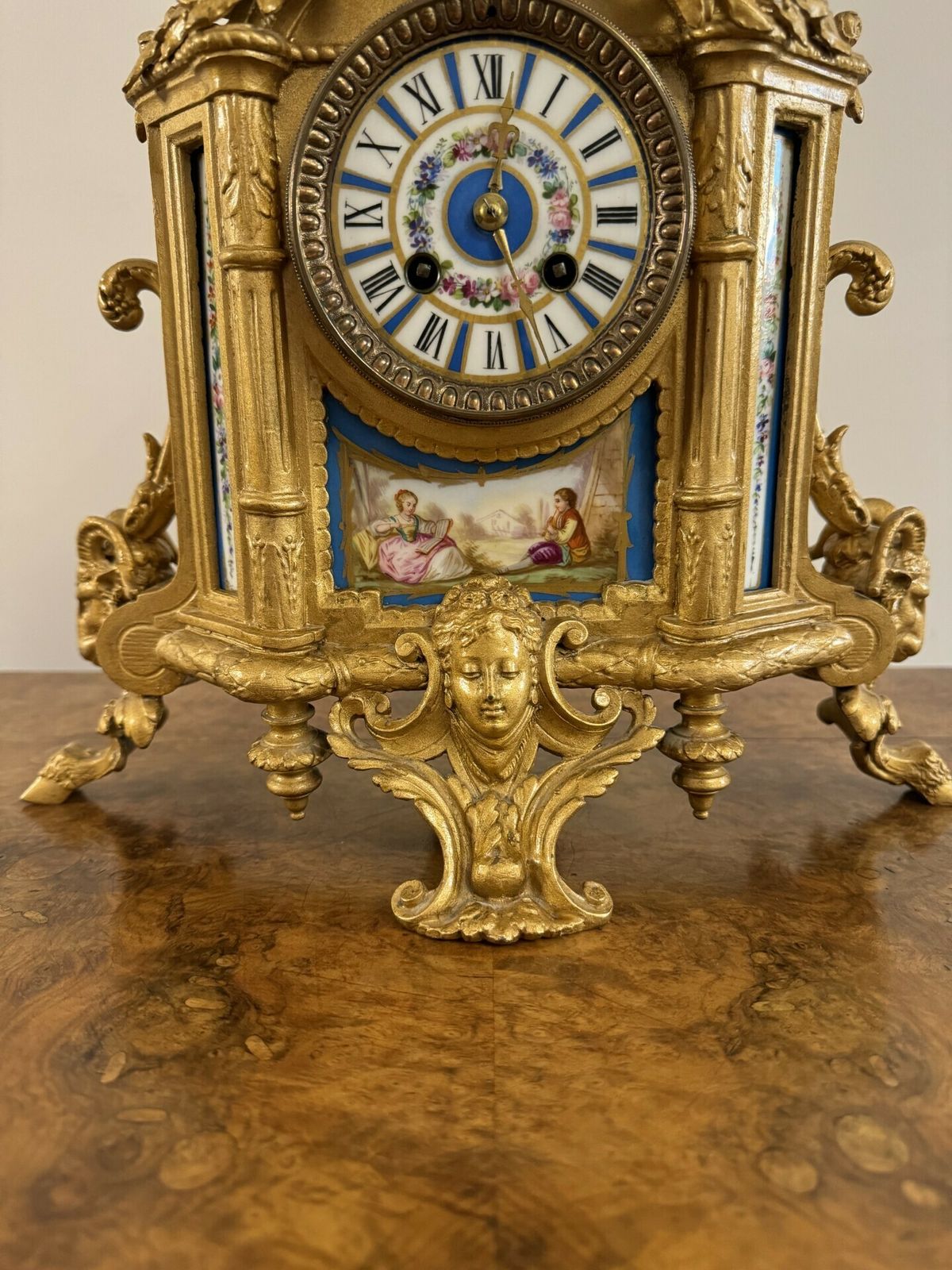 Elegant Quality 19th Century French Gilt Metal And Porcelain Clock photo Home Decor
